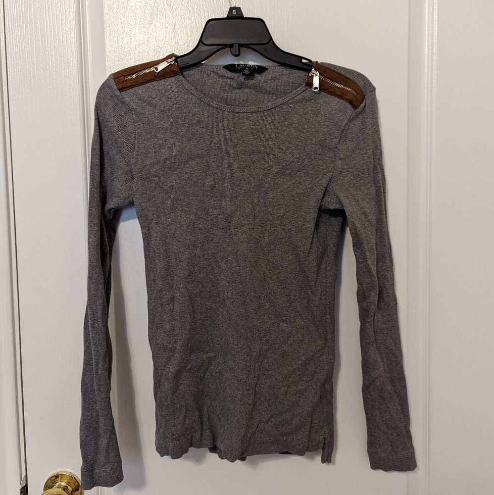Lauren Ralph Lauren Grey Long Sleeve Shirt M